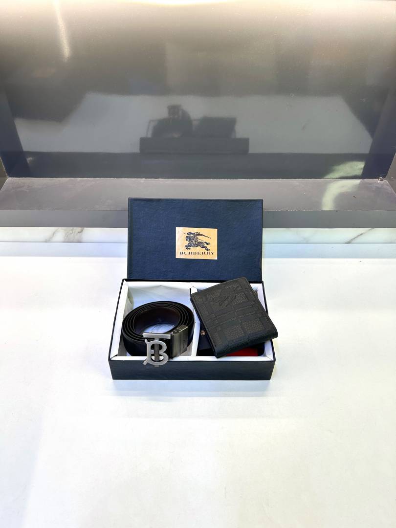 Burberry Belt & Wallet Combo Grey Belt Fa 724