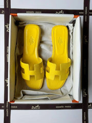 Hermes_Oran_Yellow_Flats_Sandal_For_Women_With_Original_Box_And_Carry_Bag