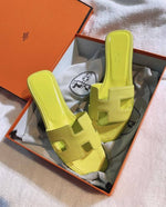 Hermes_Oran_Yellow_Flats_Sandal_For_Women_With_Original_Box_And_Carry_Bag