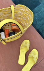 Hermes_Oran_Yellow_Flats_Sandal_For_Women_With_Original_Box_And_Carry_Bag