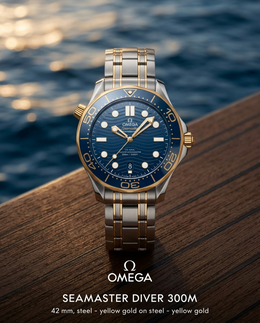 Omega Seamaster Diver 300M Automatic 2Ton-Gold-Blue