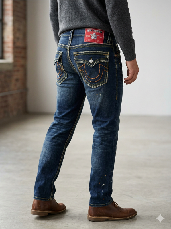 True Religio n Boot cut Premium Imported Stretchable lycra fabric Denim with back flap pocket Design Denim 3884