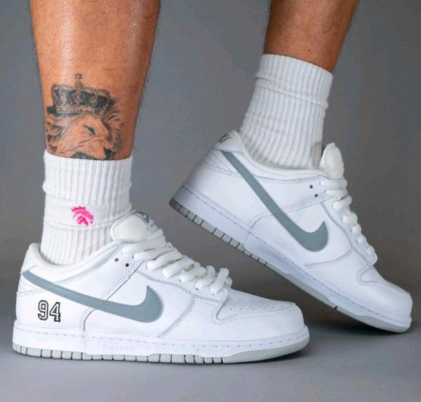 Supreme x Nikkeee SB Dunk Low White Grey 2178