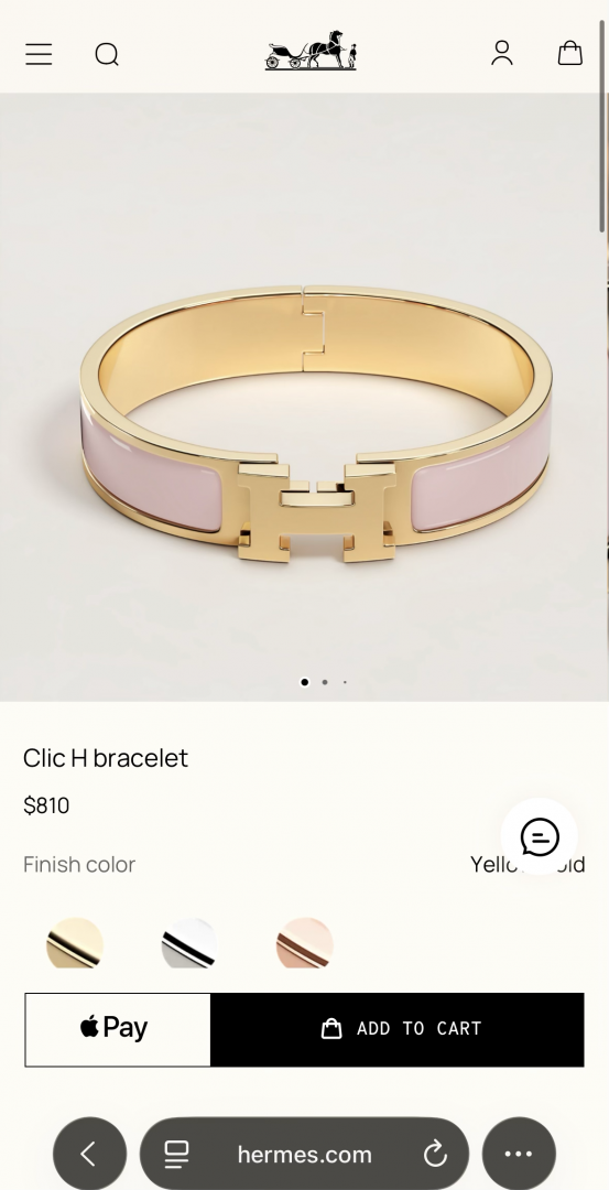 Hermes H Clic Bracelet Pink With Original Dustcover
