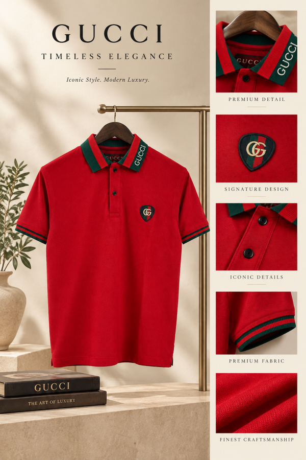 Gucci red box pack imported polo Tshirt
