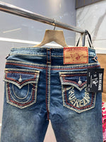 True Religio n Dark Shade Straight fit Premium Imported Stretchable Lycra Fabric Denim with Back Flap pocket Design 3624