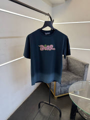Dior Turkish imported drop shoulder over size imported round neck tshirt with patch logo c green sale
