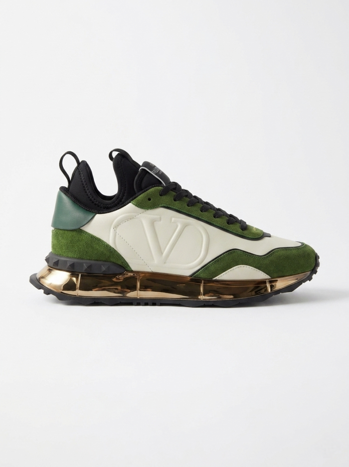 Valentino GARAVANI GREEN SUEDE METALLIC GOLD style idea
