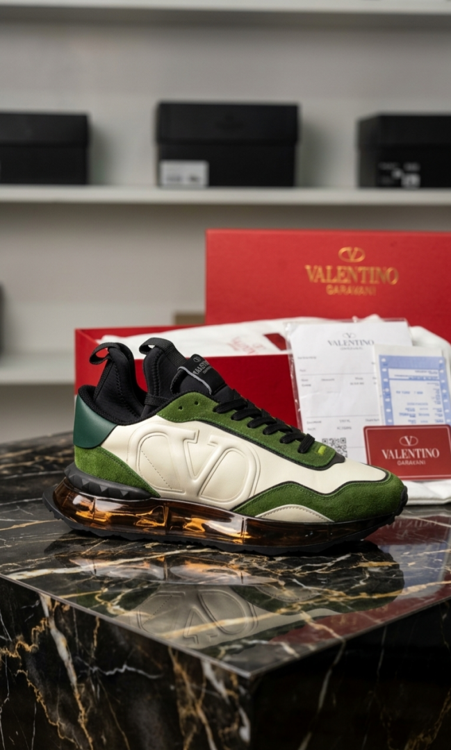Valentino GARAVANI GREEN SUEDE METALLIC GOLD