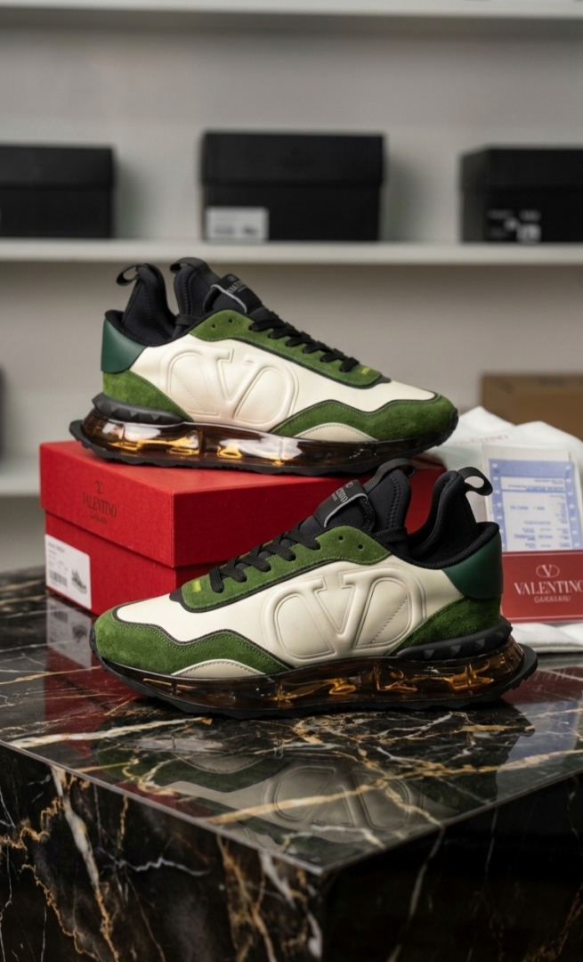 Valentino GARAVANI GREEN SUEDE METALLIC GOLD