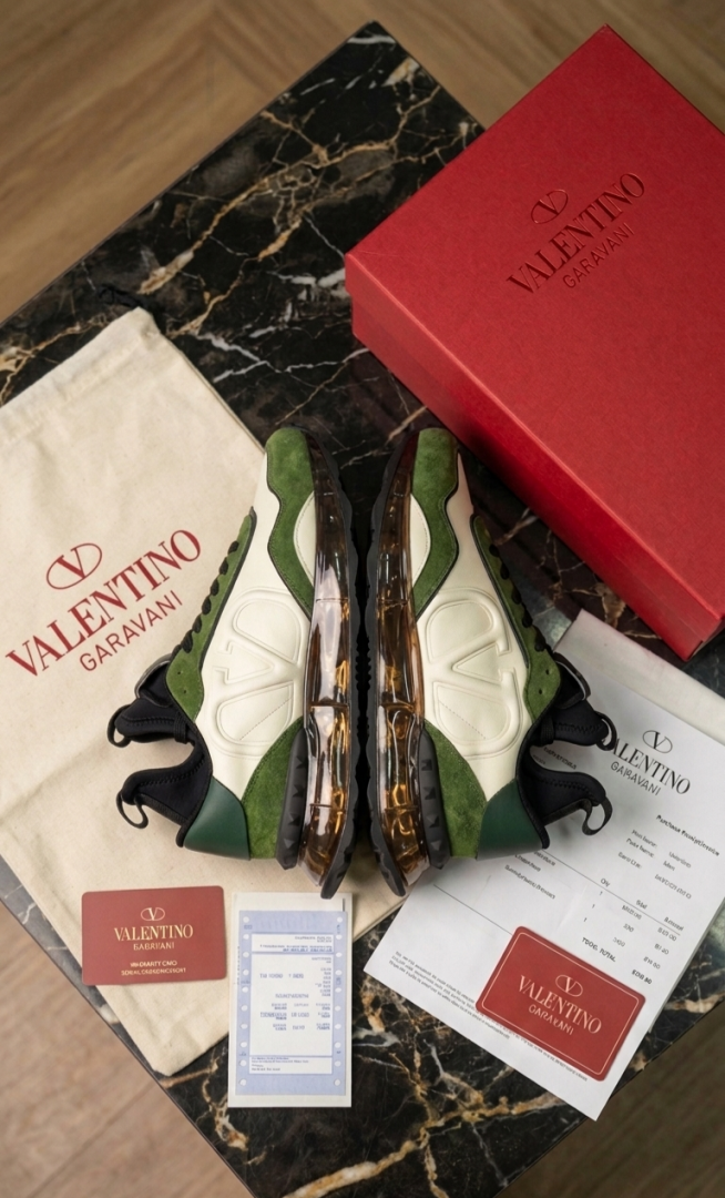 Valentino GARAVANI GREEN SUEDE METALLIC GOLD