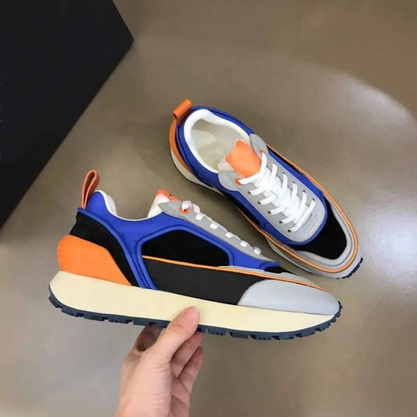 Balmann multicolor suede panelled racer low top sneakers fixed