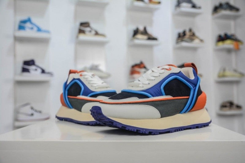 Balmann multicolor suede panelled racer low top sneakers fixed