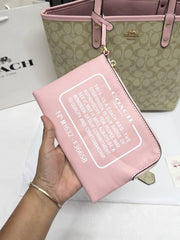 Coach CB 01 Beige-Pink Reversible City Tote With Wallet CarryBag & Original DustCover