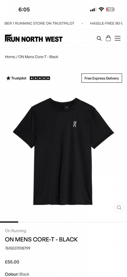 On Cloud Round Neck T-shirt Black