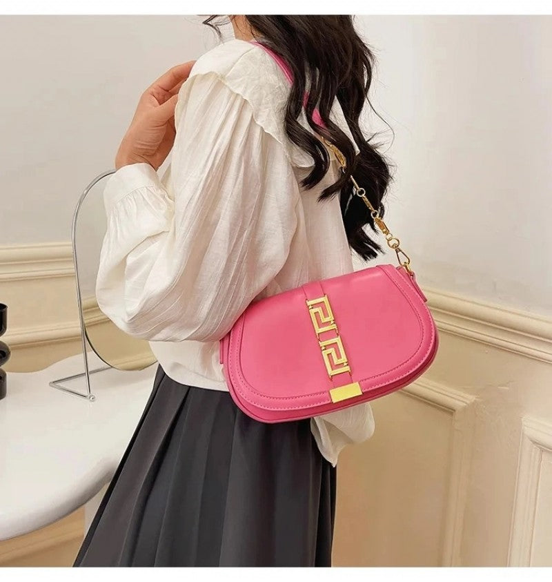 Versace Greca Goddess Shoulder Bag With OG Box & Dust Bag (Pink - 677)