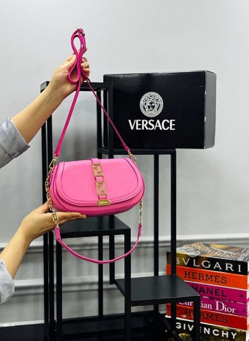 Versace Greca Goddess Shoulder Bag With OG Box & Dust Bag (Pink - 677)