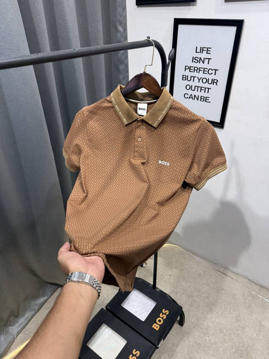 Hugo bos monogram imported box pack tshirt brown