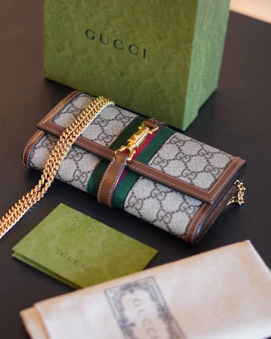 Gucci 76 Jackie ChainWallet Clutch With OriginalBox DustCover