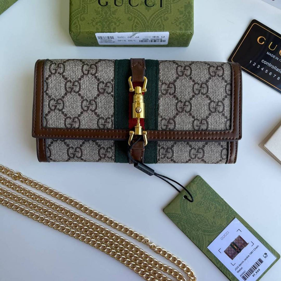 Gucci 76 Jackie ChainWallet Clutch With OriginalBox DustCover