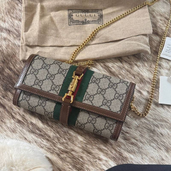 Gucci 76 Jackie ChainWallet Clutch With OriginalBox DustCover
