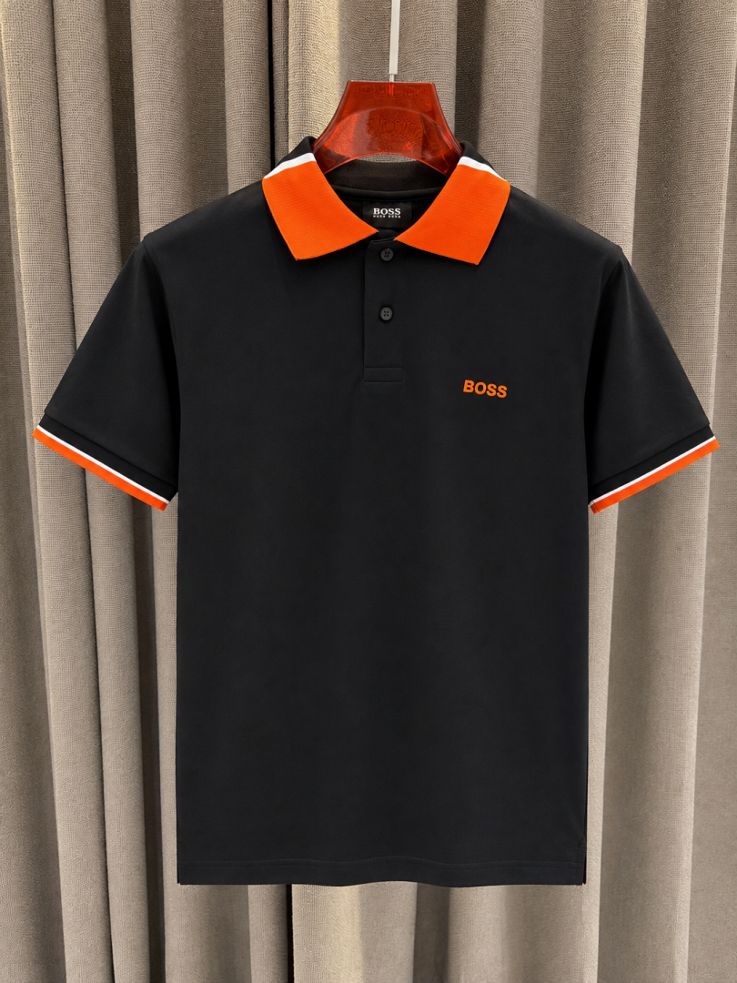 Boss Premium Polo Tshirt Black Orange
