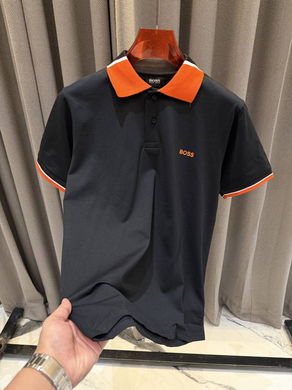 Boss Premium Polo Tshirt Black Orange