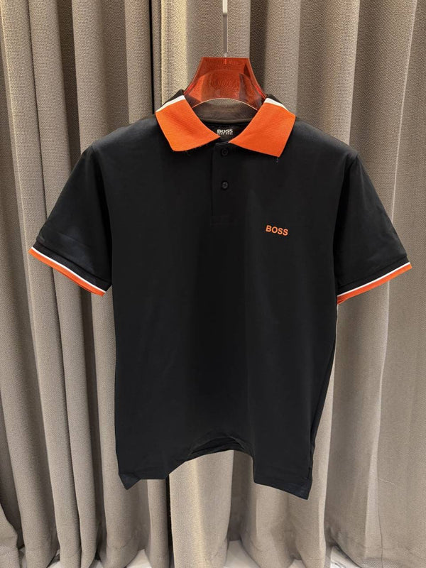Boss Premium Polo Tshirt Black Orange