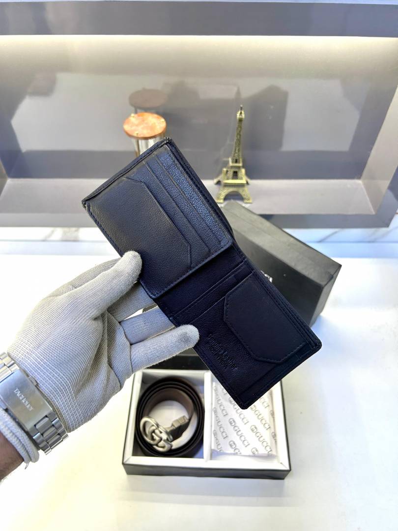 Gucci Black Wallet & Belt Combo Fa 398