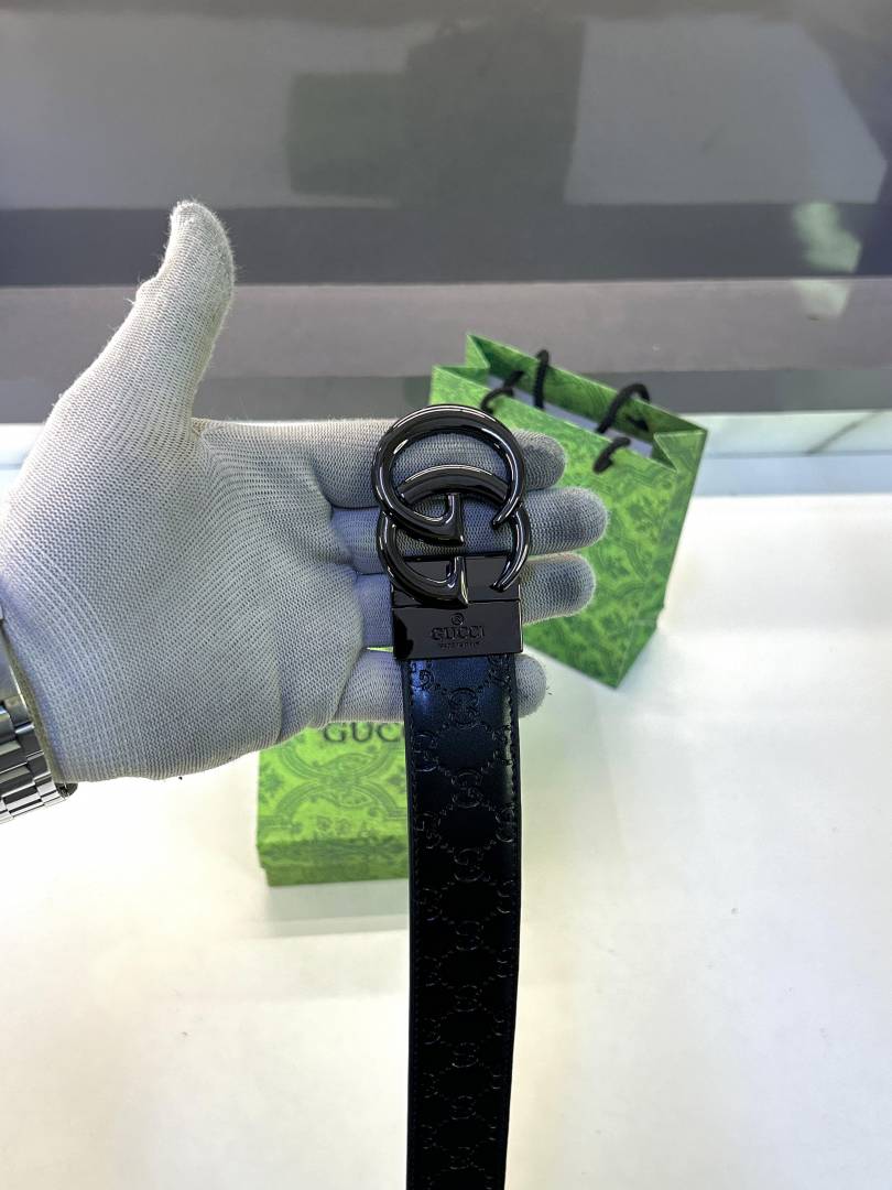 Gucci Glossy Black Belt Fa 291