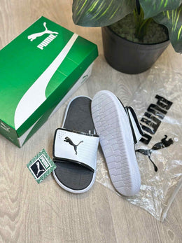 Puma Softride Adjust Premium White Black Flip Flop