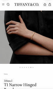 Tiffany & Cco Gold Narrow Hinged Bracelet With Original Dustcover