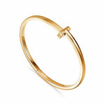 Tiffany & Cco Gold Narrow Hinged Bracelet With Original Dustcover