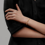 Tiffany & Cco Gold Narrow Hinged Bracelet With Original Dustcover