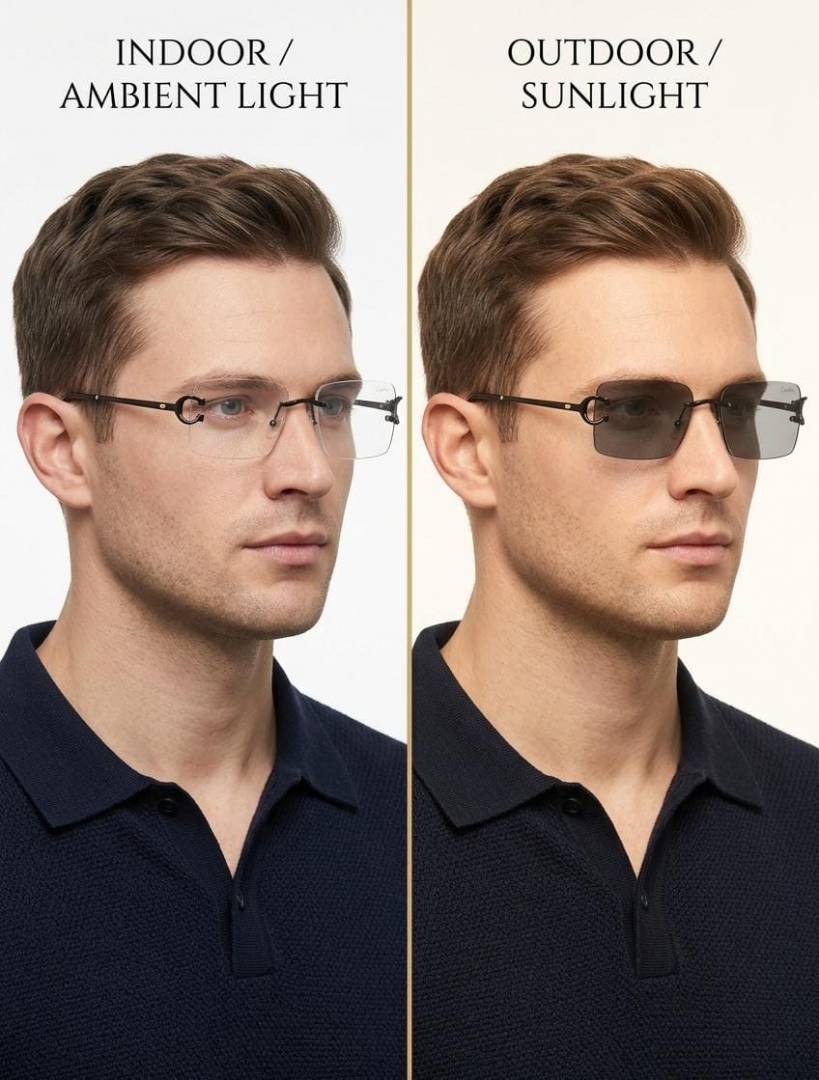 Cartier 1033 Black Day Night Color Changing Glass
