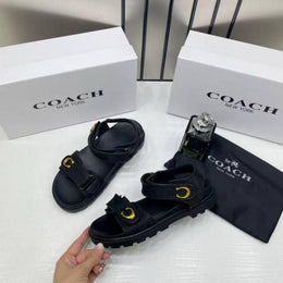 Coach_Monogram_Black_Sandals_Flats_For_Women_With_Original_Box_And_Dustcover
