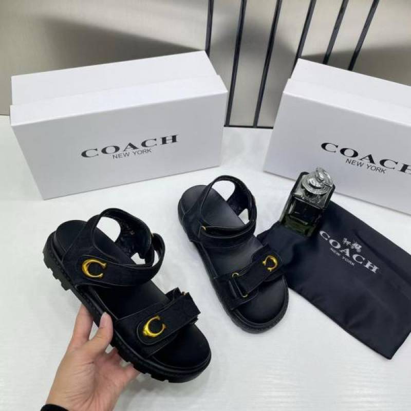 Coach_Monogram_Black_Sandals_Flats_For_Women_With_Original_Box_And_Dustcover