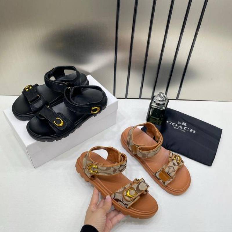 Coach_Monogram_Black_Sandals_Flats_For_Women_With_Original_Box_And_Dustcover