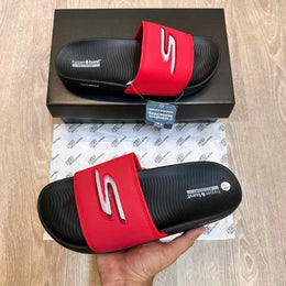 Skechers Hyper Burst Soft Premium White Red Logo Red Black Flip-Flop SE12