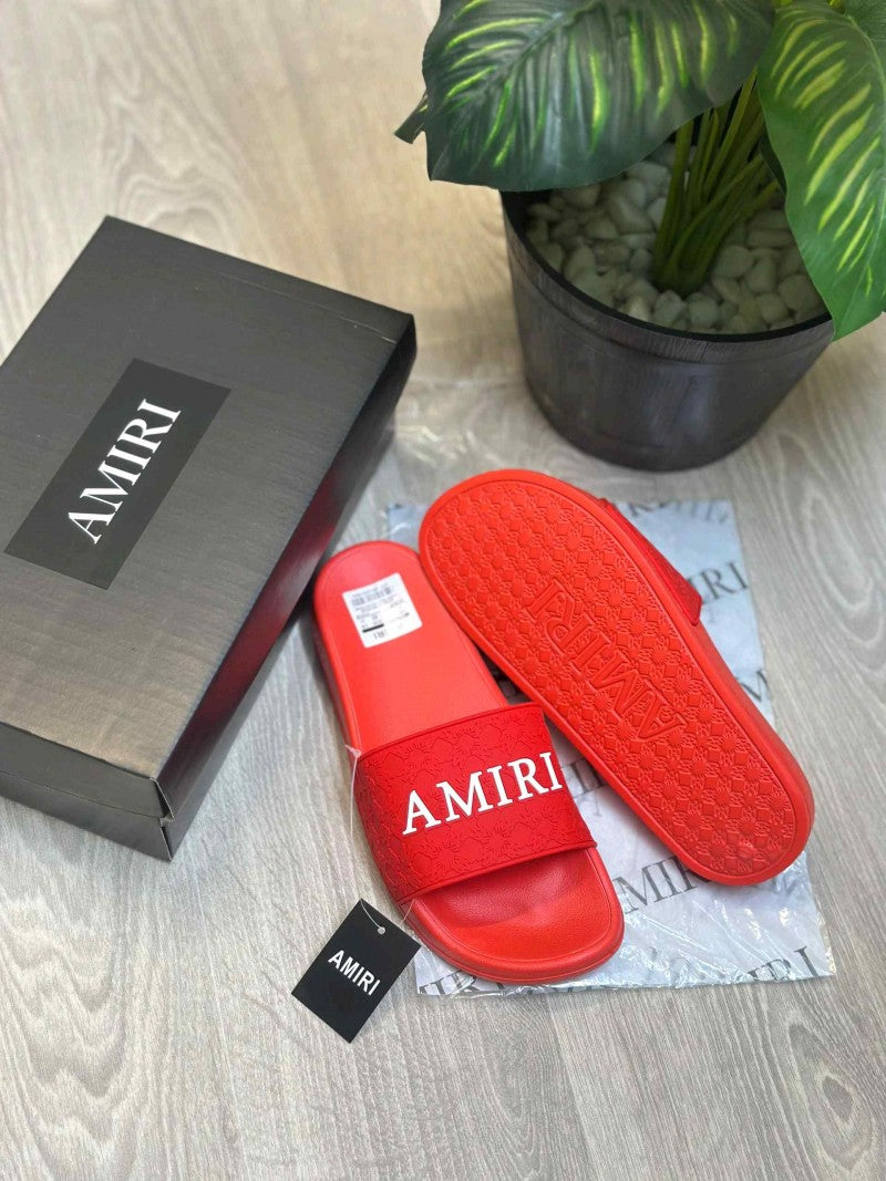 Amirri MA Quad Logo Embossed Red Slides