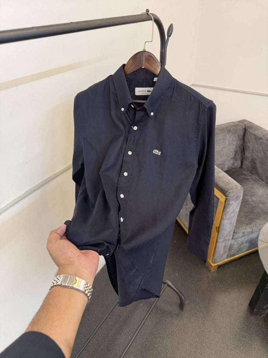 Lacoste navy blue pure linen fabric imported shirt