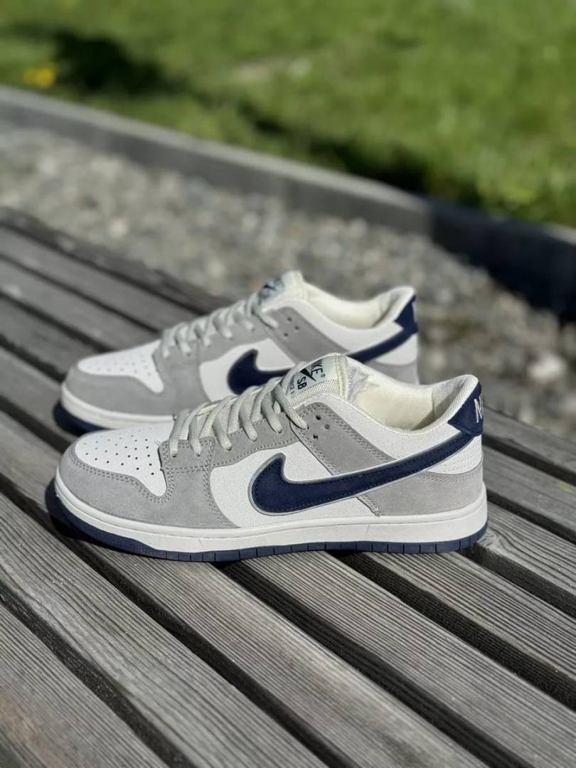 Nike Sb Dunk White Grey With Blue Tick