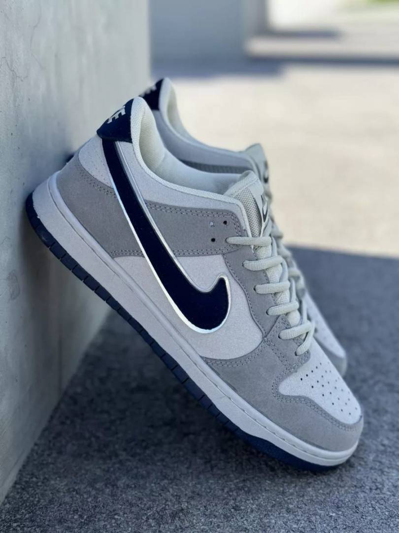 Nike Sb Dunk White Grey With Blue Tick