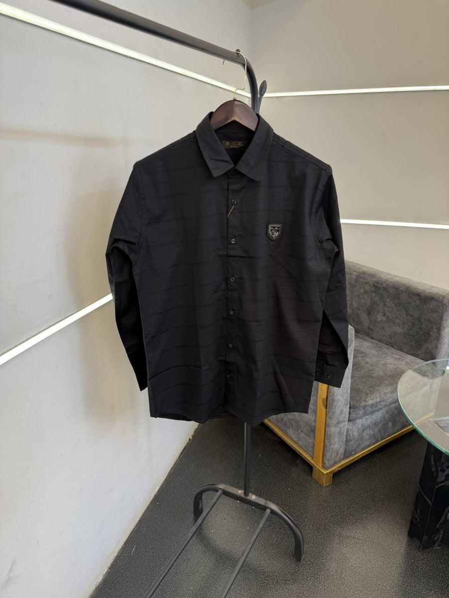 Loro piana horizontal strip imported turkish quality shirt black