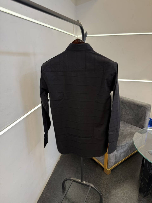 Loro piana horizontal strip imported turkish quality shirt black