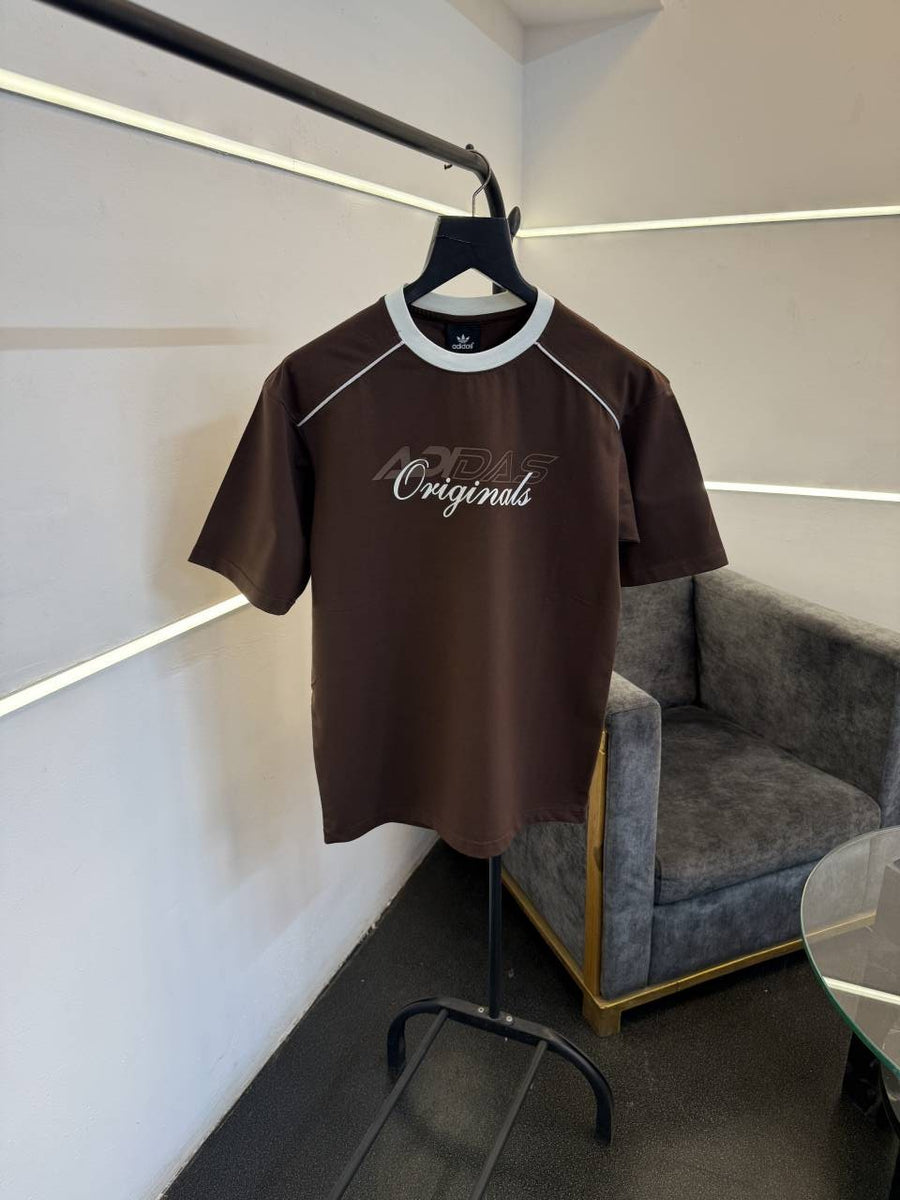 Adidas drop shoulder imported round neck tshirt brown