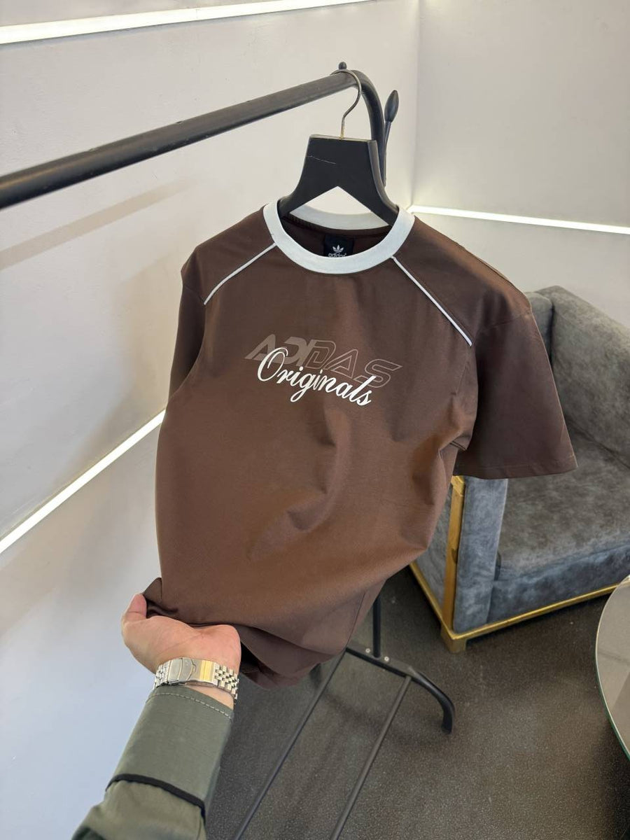 Adidas drop shoulder imported round neck tshirt brown