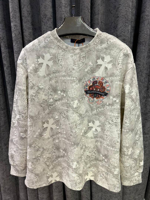 CHROME HEARTS IMPORTED SWEATSHIRT STORE ARTICLE CREAM AND GREY