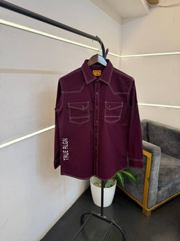 True religion wine imported cargo double pocket shirt