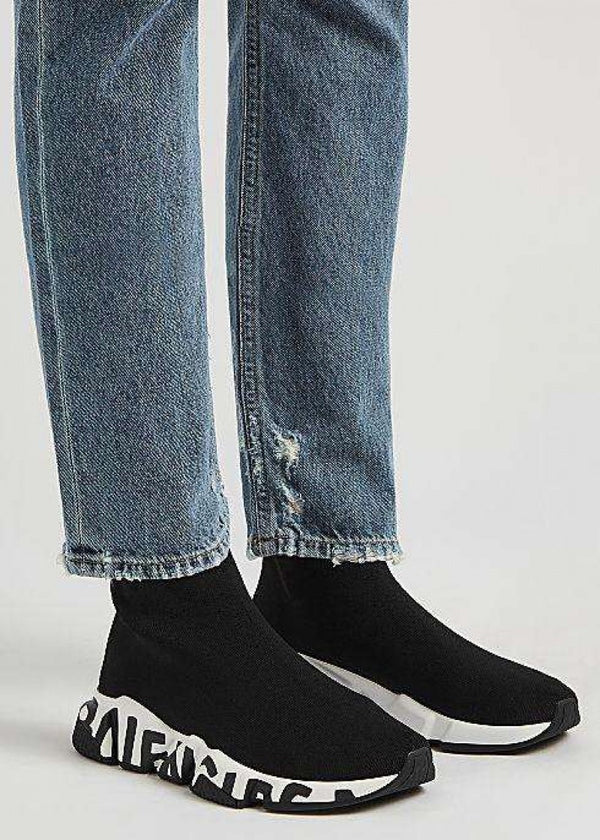 Balenciaga_aa Speed trainer graffiti black white 476 sale